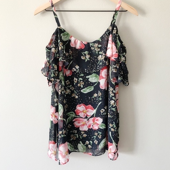 CAbi #5220 Cold Shoulder Cami Fairy Tale Floral Top Size Small Adjustable Straps - Picture 4 of 11